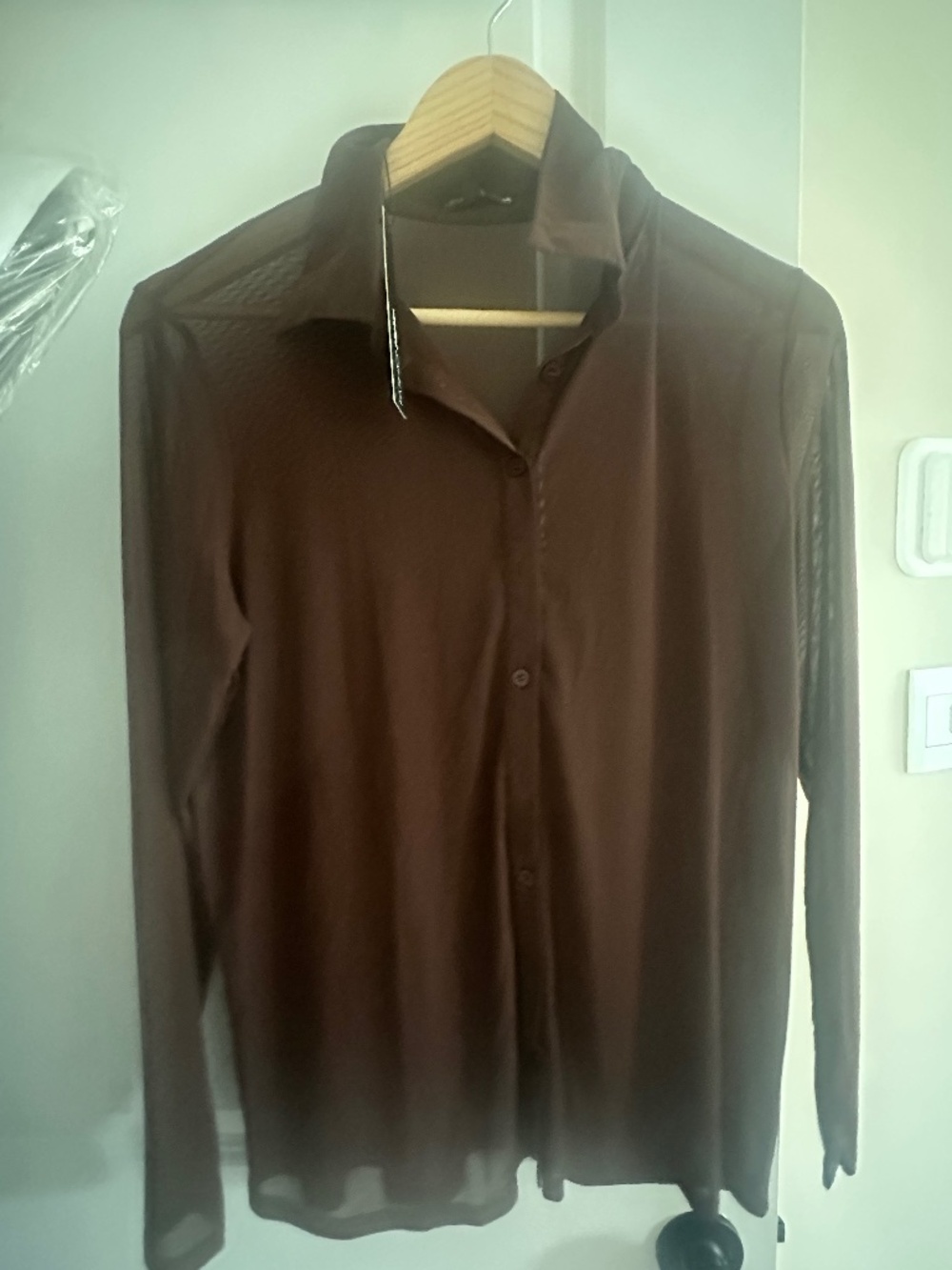 Fashion Nova Sheer Mesh Top (brown)